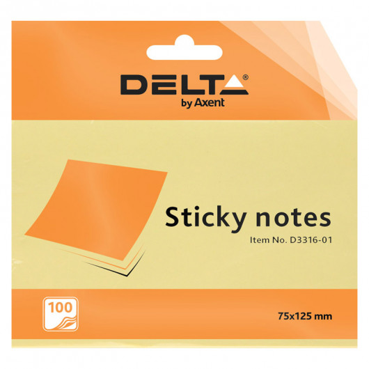Блок бумаги с липким слоем 75x125 мм, 100 л.,, желт. Axent Delta - фото 2