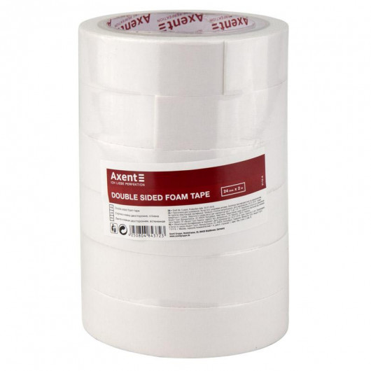 Клейка стрічка двостороння на спіненій основі 24мм.*2м. Axent — фото 2
