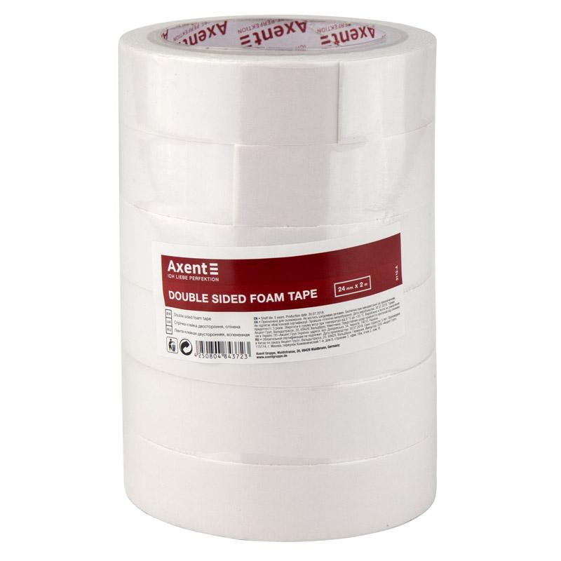 Клейка стрічка двостороння на спіненій основі 24мм.*2м. Axent — фото 2