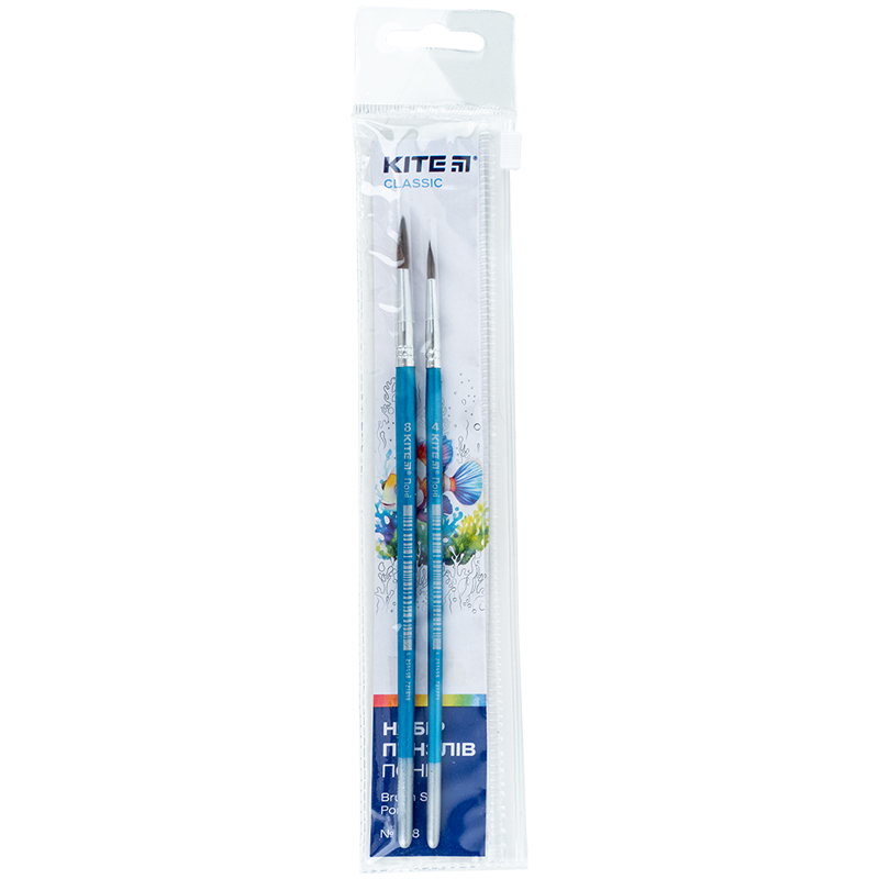 Набор из 2-х кисточек, пони круглые 4, 8, в пенале, Kite Classic Baseus - фото 2
