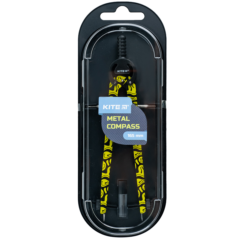 Циркуль металевий з принтом + грифель у футлярі, 165 мм Kite — фото 2
