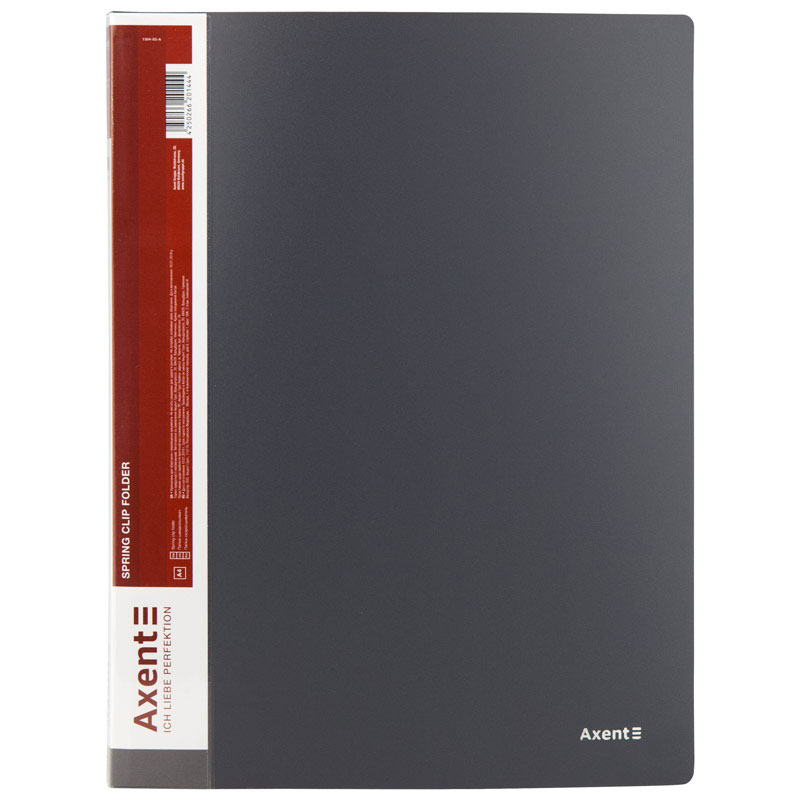 Папка со скоросшивателем и карманом А4, 20мм., пластик, сер. Axent - фото 3
