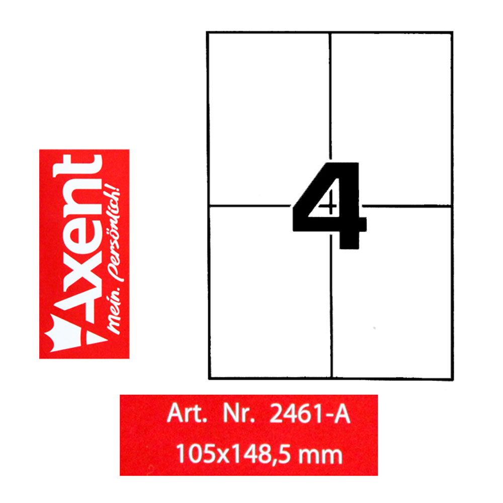 Наклейки (4) 105X148,5мм., 100л./уп., прямоугольные края Axent - фото 4