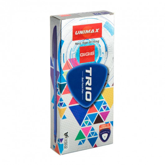 Ручка масляна Trio 1,0мм., корпус трикутний, стержень, син. Unimax — фото 3