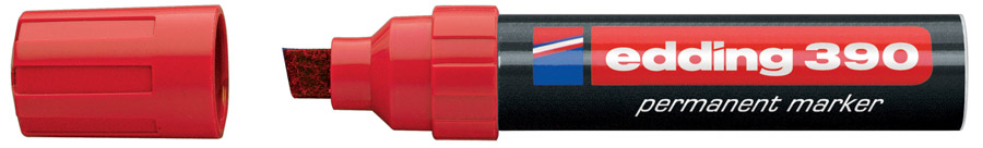 Маркер перманентный, клиновидное острие 4-12мм., Гигант 390, красн. Edding - фото 6