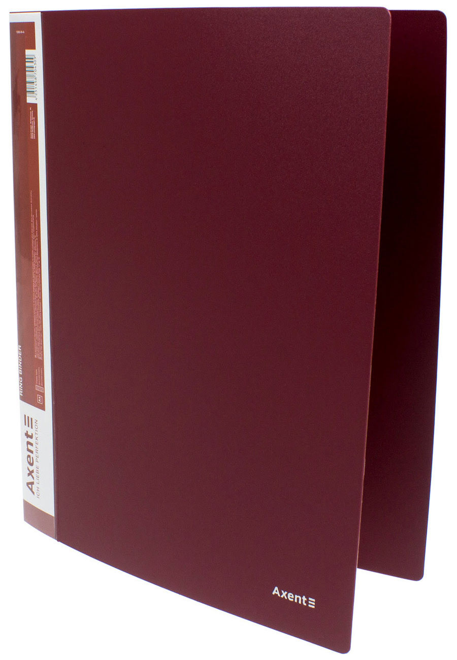 Папка А4, 35мм., 4кольца, пластик PP, внутренний карман, бордо Axent - фото 4