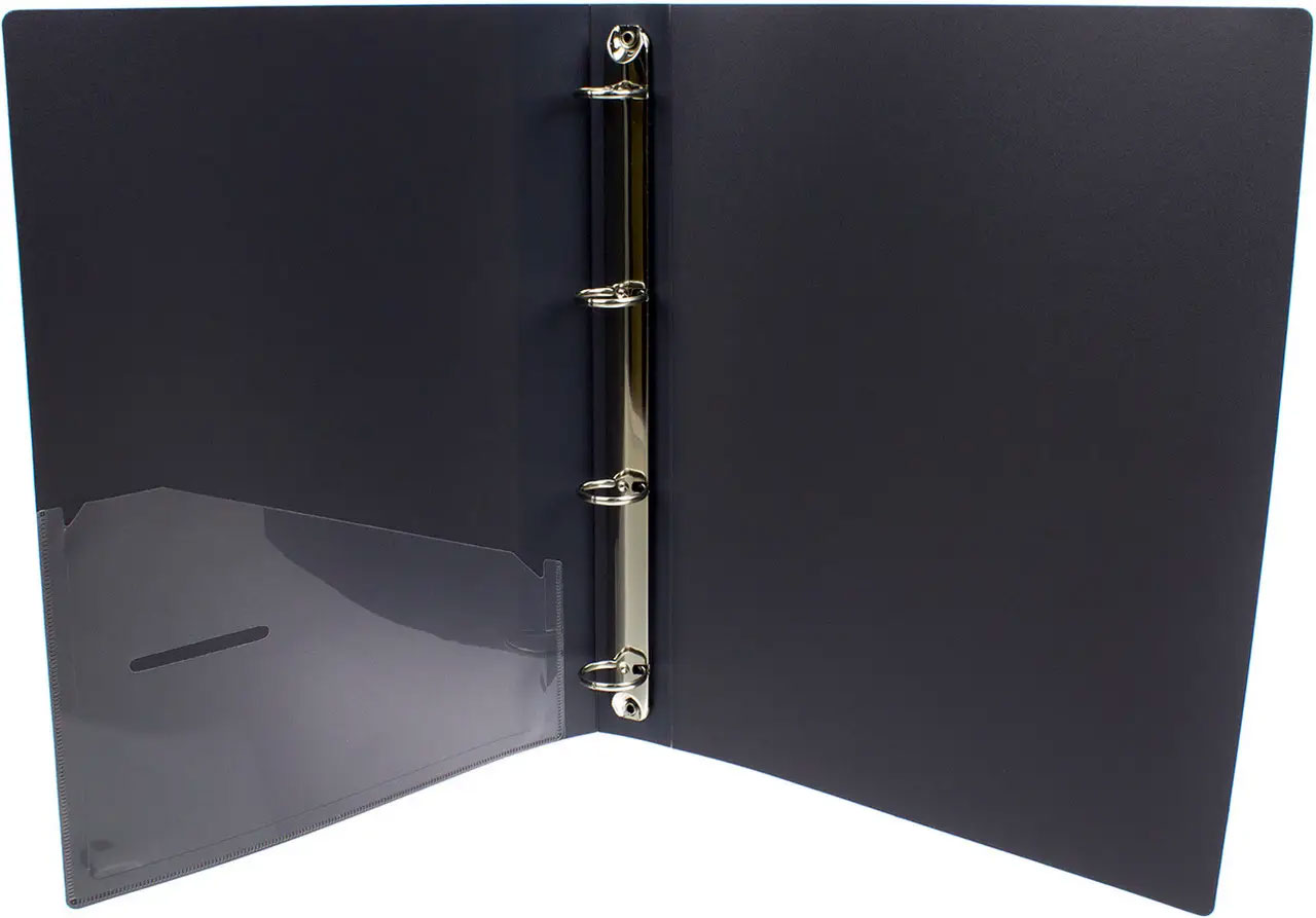 Папка А4, 35мм., 4кольца, пластик PP, внутренний карман, сер. Axent - фото 4