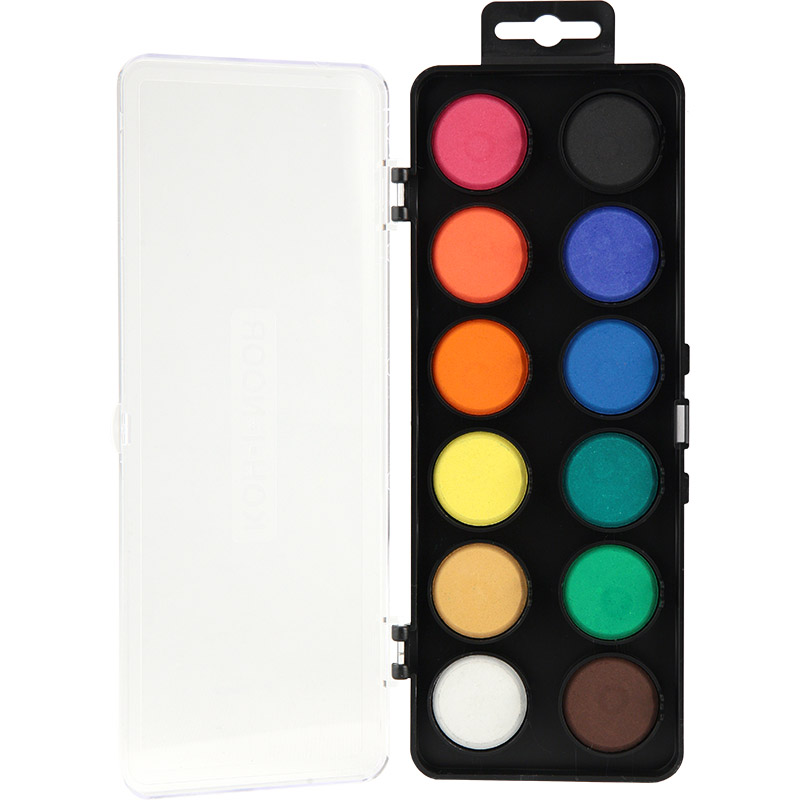 Краски акварельные сухие 12цв., черная упаковка, без кисточки Koh-i-noor - фото 2