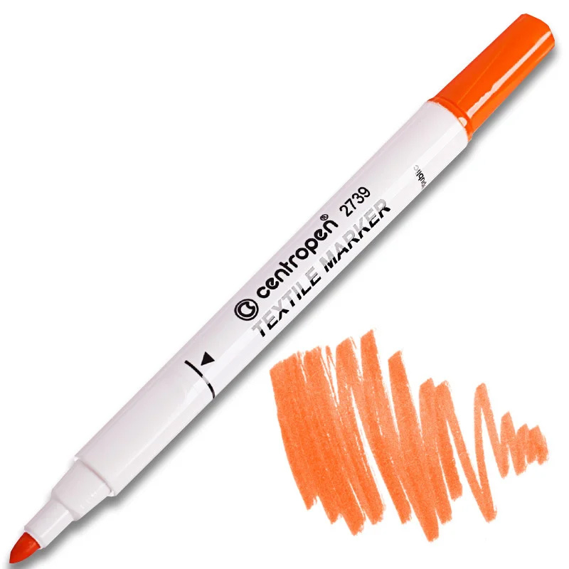 Маркер для маркировки текстиля Textile круглое острие 2739 2мм., оранж. Centropen - фото 4