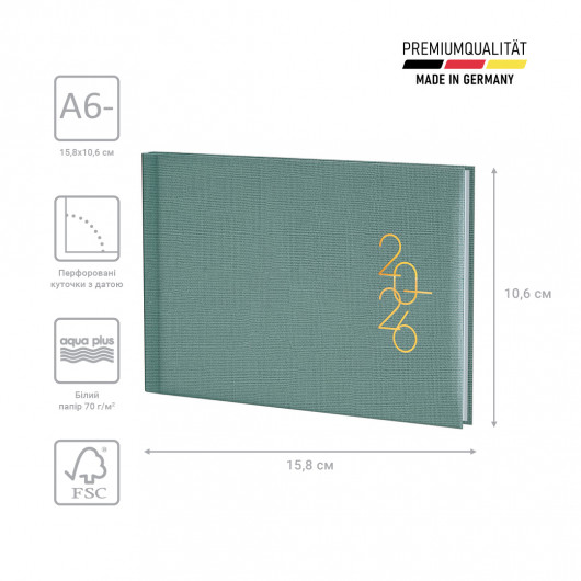 Еженедельник 2026 карманный Linesse, морской зеленый Brunnen - фото 4