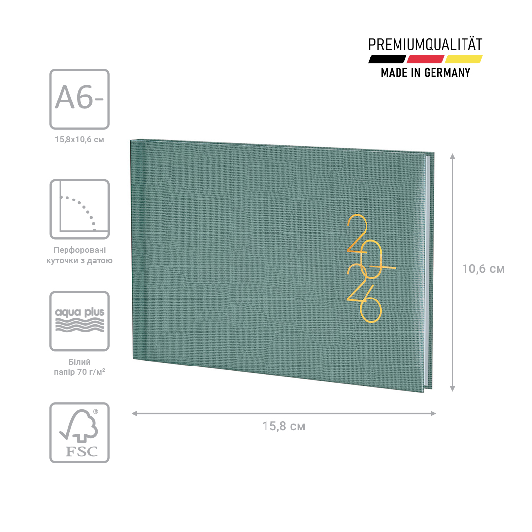 Еженедельник 2026 карманный Linesse, морской зеленый Brunnen - фото 4