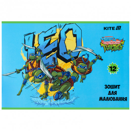 Тетрадь для рисования, 12 лист., скоба, гибр. лак + УФ лак, Ninja Turtles (NT25-241) Kite - фото 10