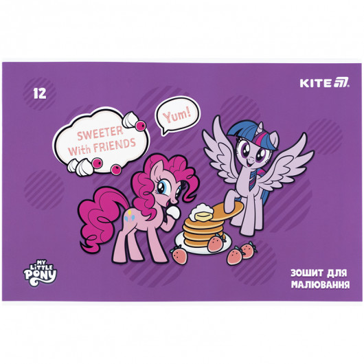 Тетрадь для рисования, 12 лист., скоба, софт тач + УФ лак, Little Pony (LP25-241) Kite - фото 10