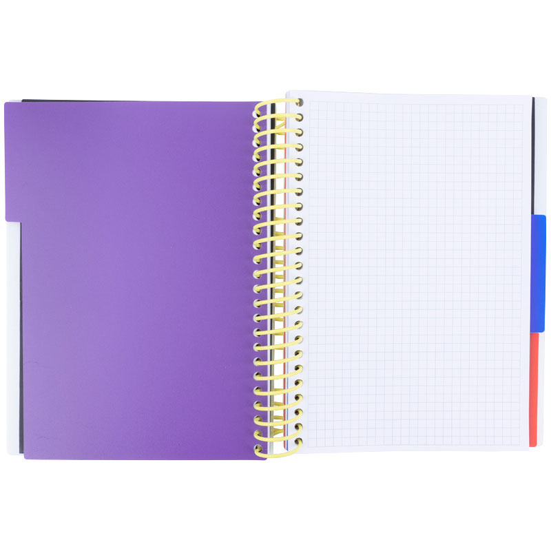 Зошит на спіралі А5, 120арк., з 3-ма розділювачами, клітинка, жовт. Axent — фото 3