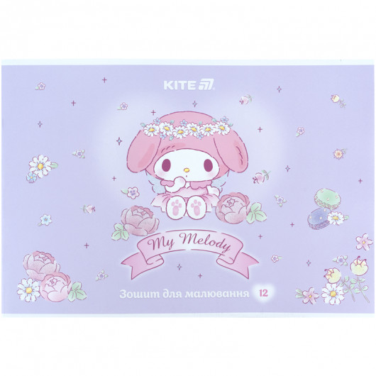 Тетрадь для рисования, 12 лист., скоба, УФ лак + глитер, Hello Kitty-3 (HK25-241-3) Kite - фото 10