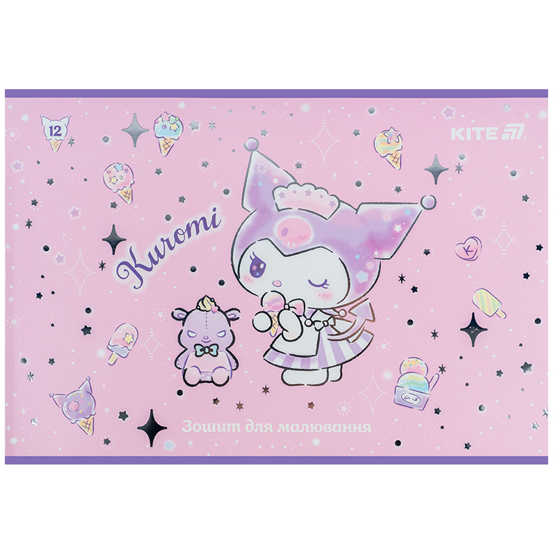Тетрадь для рисования, 12 лист., скоба, фольга + УФ лак, Hello Kitty-2 (HK25-241-2) Kite - фото 10