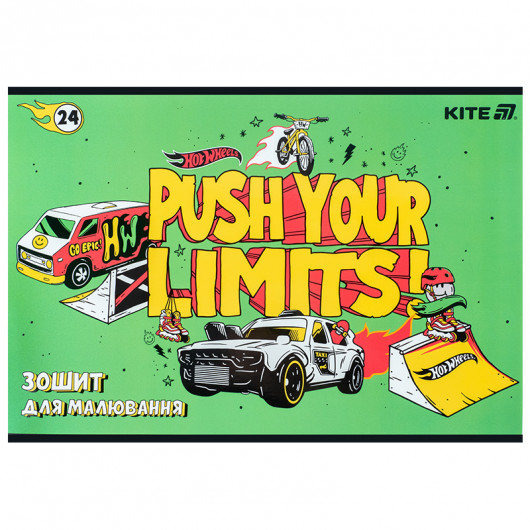 Тетрадь для рисования, 24 лист., скоба, гибр. лак + УФ лак, Hot Wheels (HW25-242) Kite - фото 10