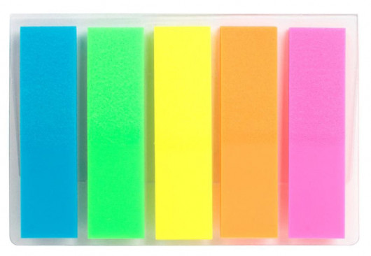 Закладки пластиковые 12х45мм., 125шт., 5 цветов по 25 листов, неон Axent Delta - фото 4
