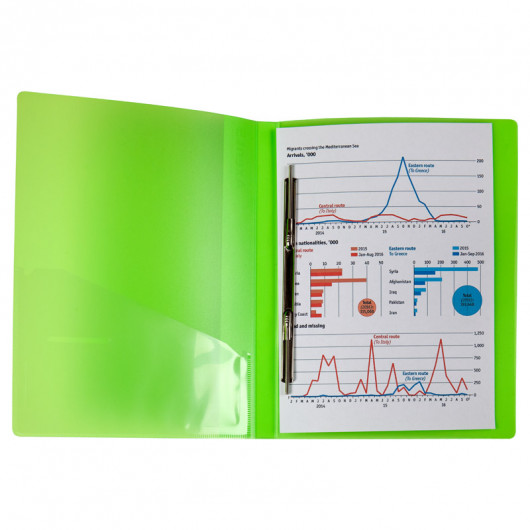 Папка со скоросшивателем и карманом А4, 20мм., прозрачная зеленая Axent - фото 3