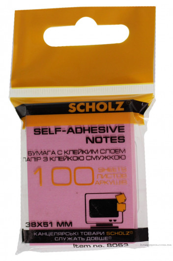 Блок бумаги с клейким слоем 38*51мм.*100 листов, ассорт. Scholz - фото 6