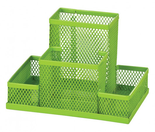 Подставка для ручек и канцтоваров на 4 отделения металлическая, салат. ZiBi - фото 2