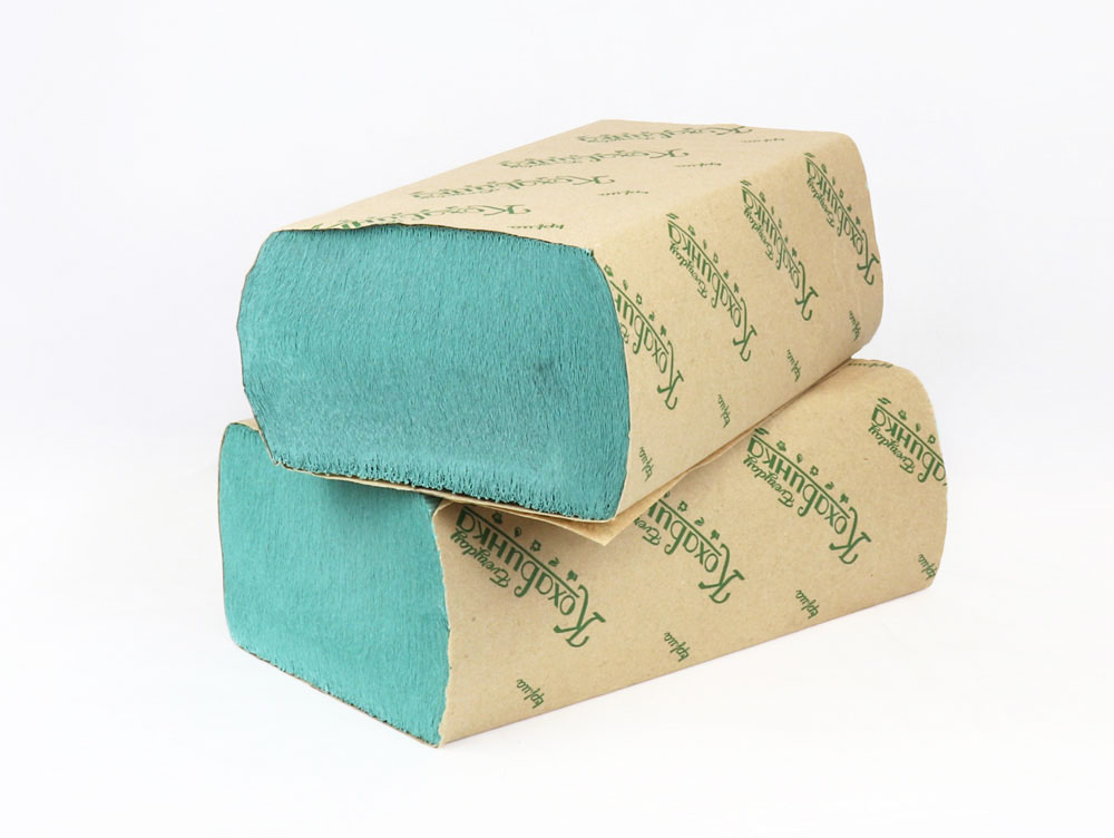 Полотенца листовые Z-складка 1-сл., макул., 200 лист.(22*23см.), зелен. Кохавинка - фото 1