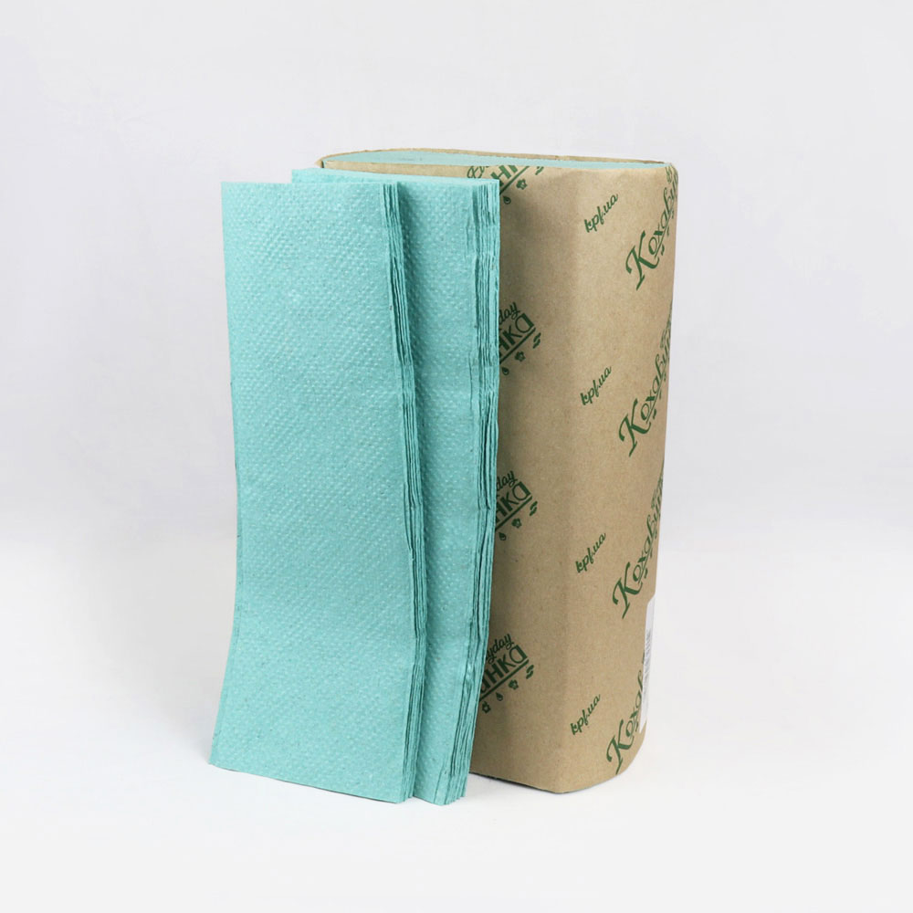 Полотенца листовые Z-складка 1-сл., макул., 200 лист.(22*23см.), зелен. Кохавинка - фото 2