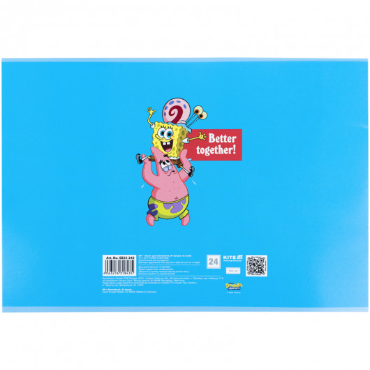Тетрадь для рисования, 24 лист., скоба, гибр. лак + УФ лак, Sponge Bob (SB25-242) Kite - фото 10