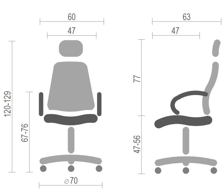 Кресло для персонала Прима PL HR ANF, серый АКЛАС - фото 1