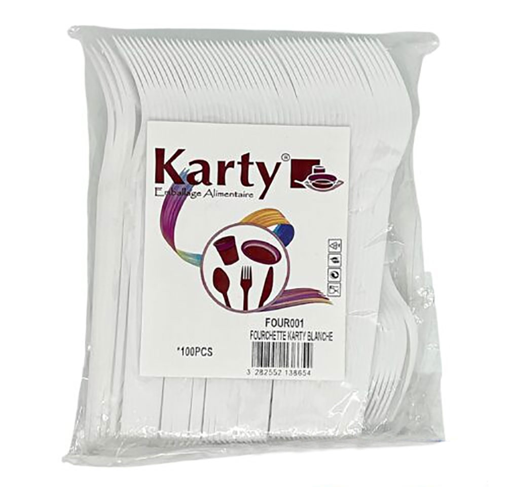 Виделка пластикова 16см. 100шт/уп., біл. Karty — фото 1