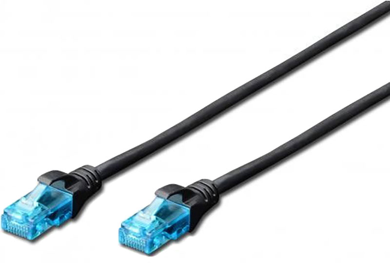 Патч-корд CAT 5e, UTP, 26AWG, RJ45, 7/0.16, Cu, LSZH, 5м, черн. 2E - фото 1
