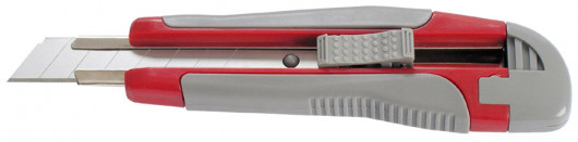Нож канцелярский большой 18мм., метал. направляющая, пласт. прорезиненный корпус, красно-серый  Axent - фото 5