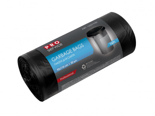 Мішки для сміття на 160л., 90*110см*20шт/рул. LD, чорн. PROservice — фото 2