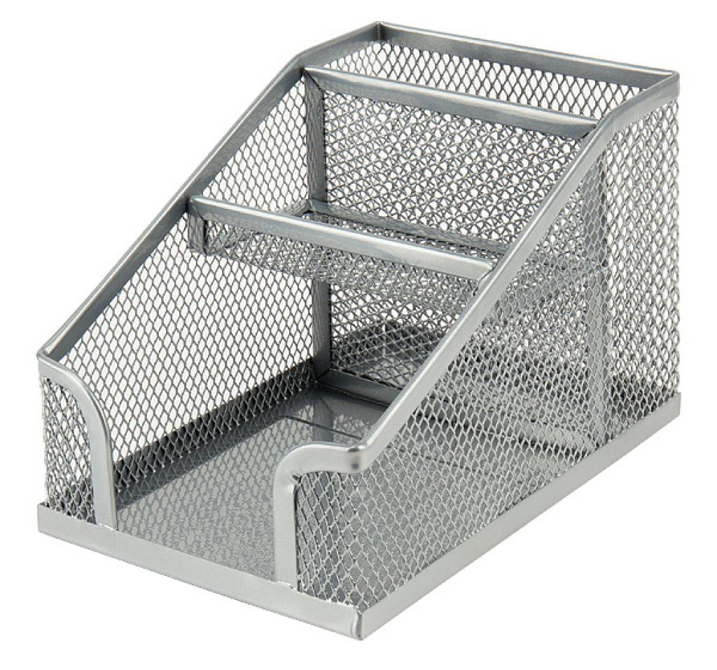 Подставка-органайзер 100x143x100мм., на 3 отделения, металлическая, серебр. Axent - фото 2