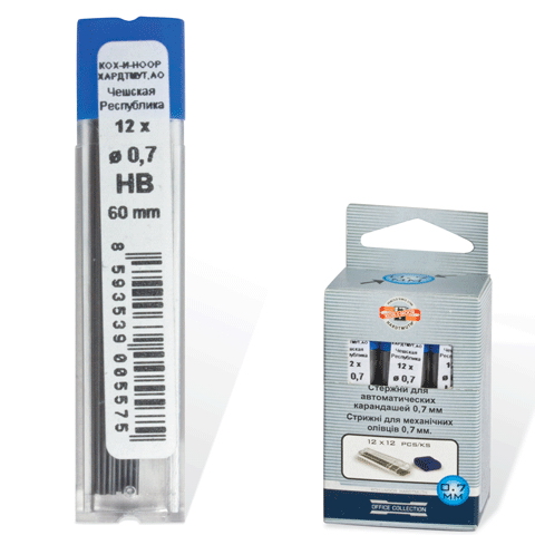 Грифелі для автом. олівця 0,7мм., HB, Bohemia Works Koh-i-noor — фото 3