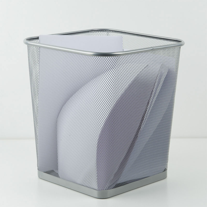 Корзина для бумаг 15л., квадратная металлическая, серебр. Axent - фото 6
