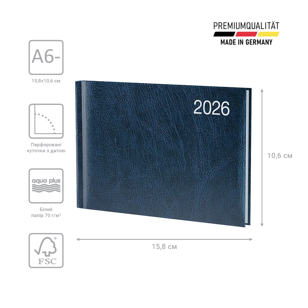 Щотижневик 2026 кишеньковий Miradur, срібне тиснення, синiй Brunnen — фото 5