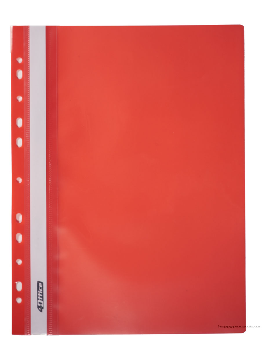 Скоросшиватель с прозрачным верхом и европерфорацией, А4, красн. 4Office - фото 3