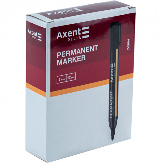 Маркер перманентный, круглое острие 2мм. Standard D2604, черный Axent Delta - фото 4