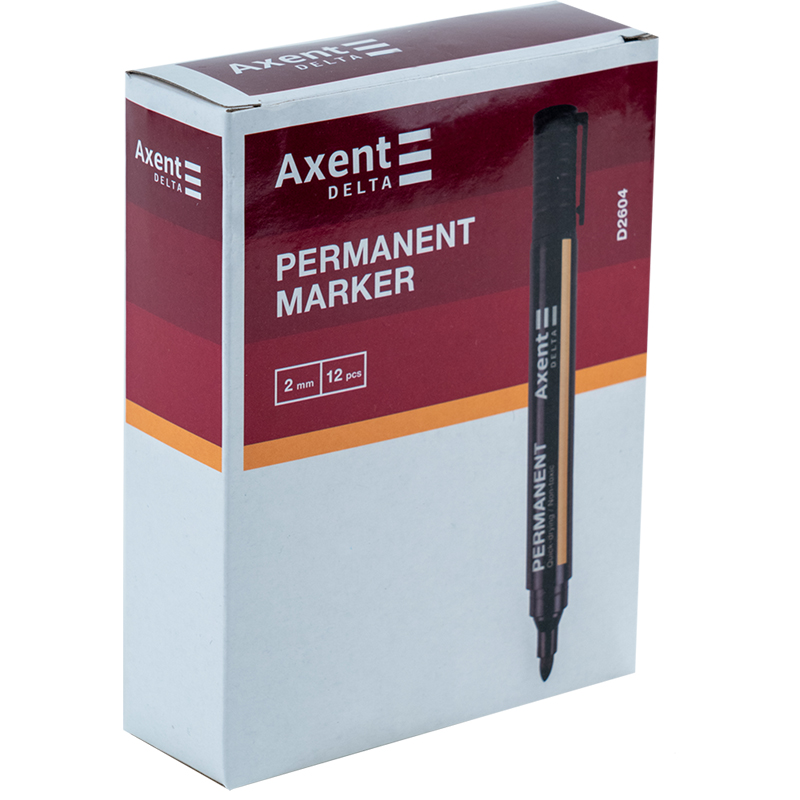 Маркер перманентный, круглое острие 2мм. Standard D2604, черный Axent Delta - фото 4