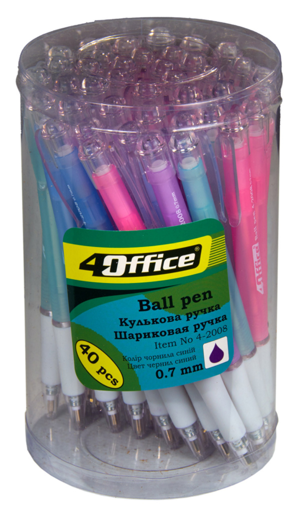 Ручка шариковая автоматическая 4-2008, корпус ассорт., стержень син. 4Office - фото 3