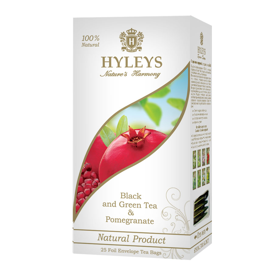 Чай Гармония природы, черный и зеленый с гранатом, 25пак. по 1,5г., термосаше Hyleys - фото 1