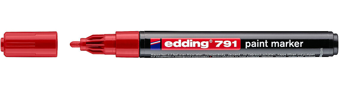 Маркер для маркування усіх поверхонь 791, круглий наконечник 1-2мм., черв. Edding — фото 7