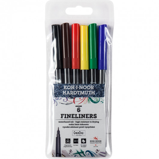 Набір лінерів 7770, 0.3 мм, 6 шт. для реслення та малювання, кольорові Koh-i-noor — фото 2