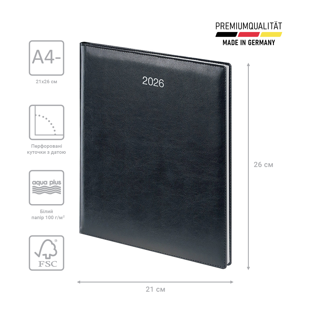 Еженедельник 2026 Бюро Soft, серебрянное тиснение, черный Brunnen - фото 4