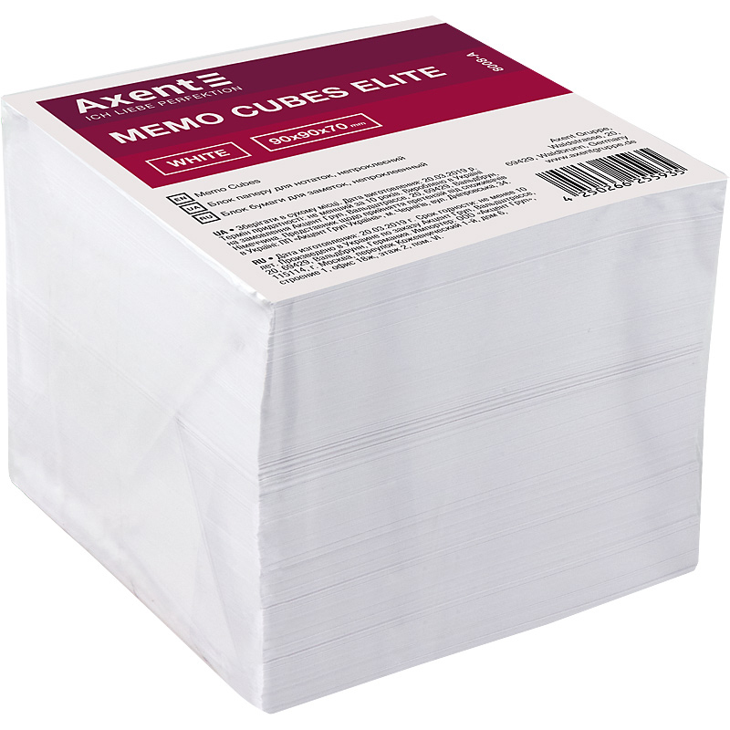 Блок для запису неклеєний 9*9*70мм., Elite, білий Axent — фото 3