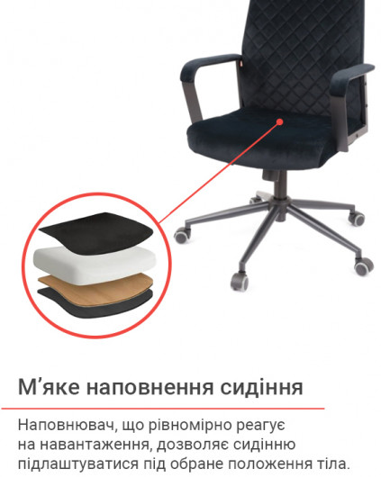 Крісло Авіс TILT (Black fabric) чорн. АКЛАС — фото 26