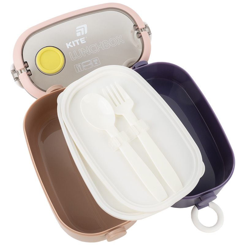Ланчбокс подвійний з наповненням 1600 мл, бежевий (K25-1181-1) Kite — фото 8