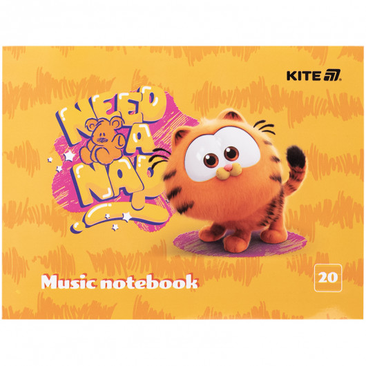 Зошит для нот А5, 20 л, «Garfield» Kite — фото 5