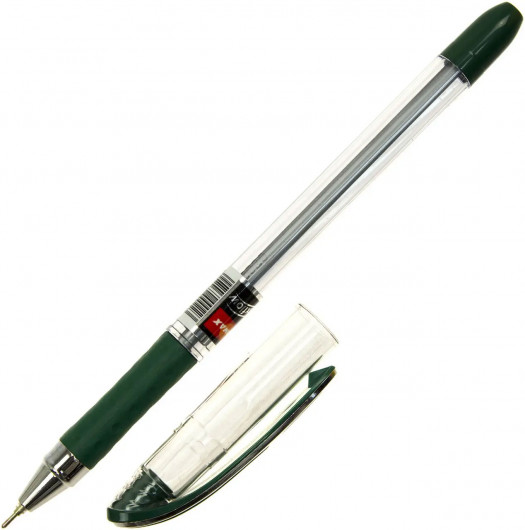 Ручка кулькова Maxflow, 0,7мм., корпус прозорий, стержень зелен. Unimax — фото 4